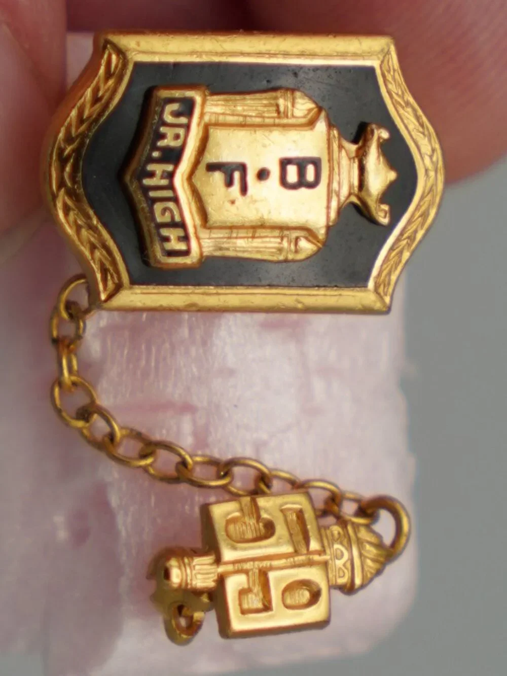 Vintage Mid Century Tie Tack Lapel Pin-Gold Tone-1959 BF Jr High